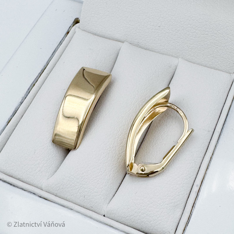 Žluté zlato náušnice hladké na klapku